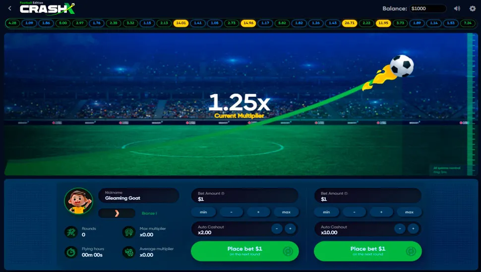 Crash X Football Edition is a dynamic and adrenaline-pumping game